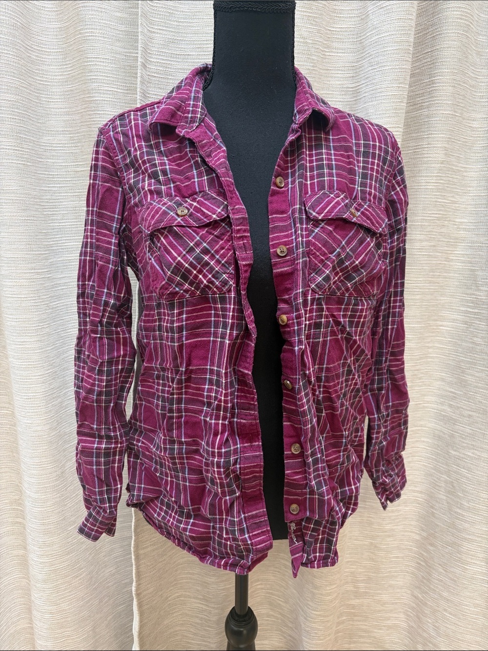 Eddie Bauer Berry Plaid Button-Down Shirt